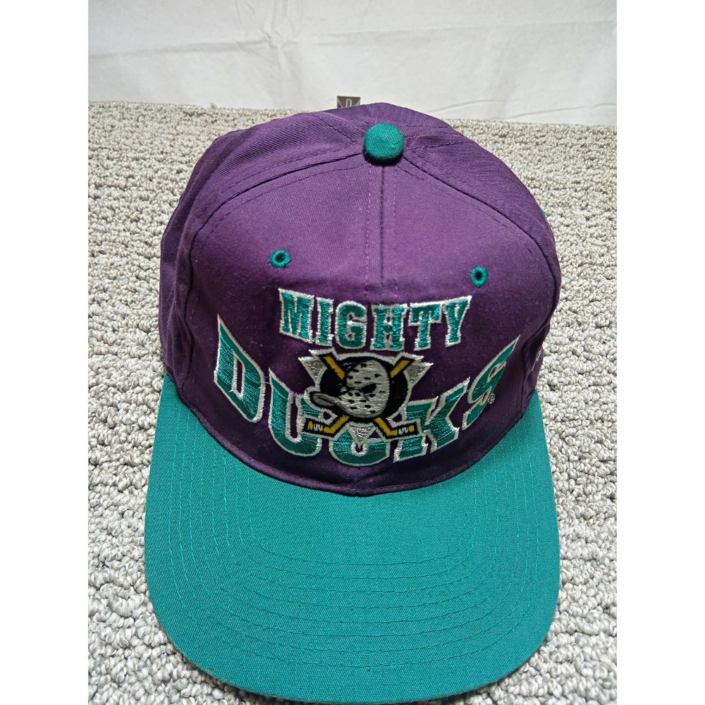 NHL M-0 Men Purple/Teal Mighty Ducks Snapback Baseball Cap Adjustable One Size.